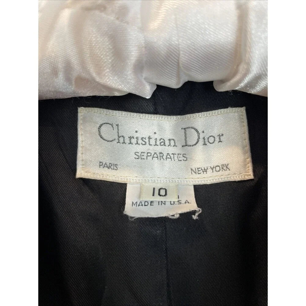 Vintage Christian Dior Wool Blazer Jacket Womens 10 Black Button Professional